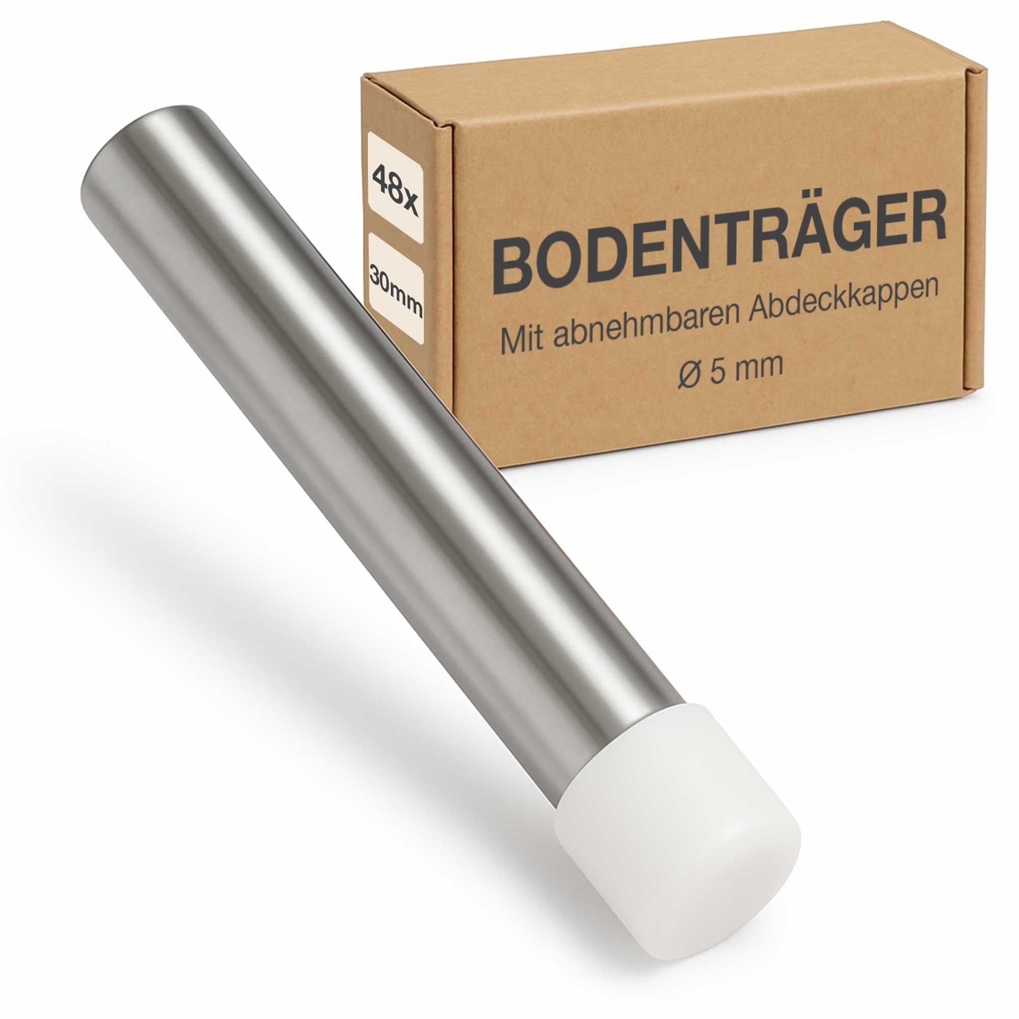 Bodenträger 5x30mm 48 Stück mit Abdeckkappen